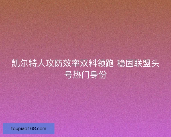 凯尔特人攻防效率双料领跑 稳固联盟头号热门身份